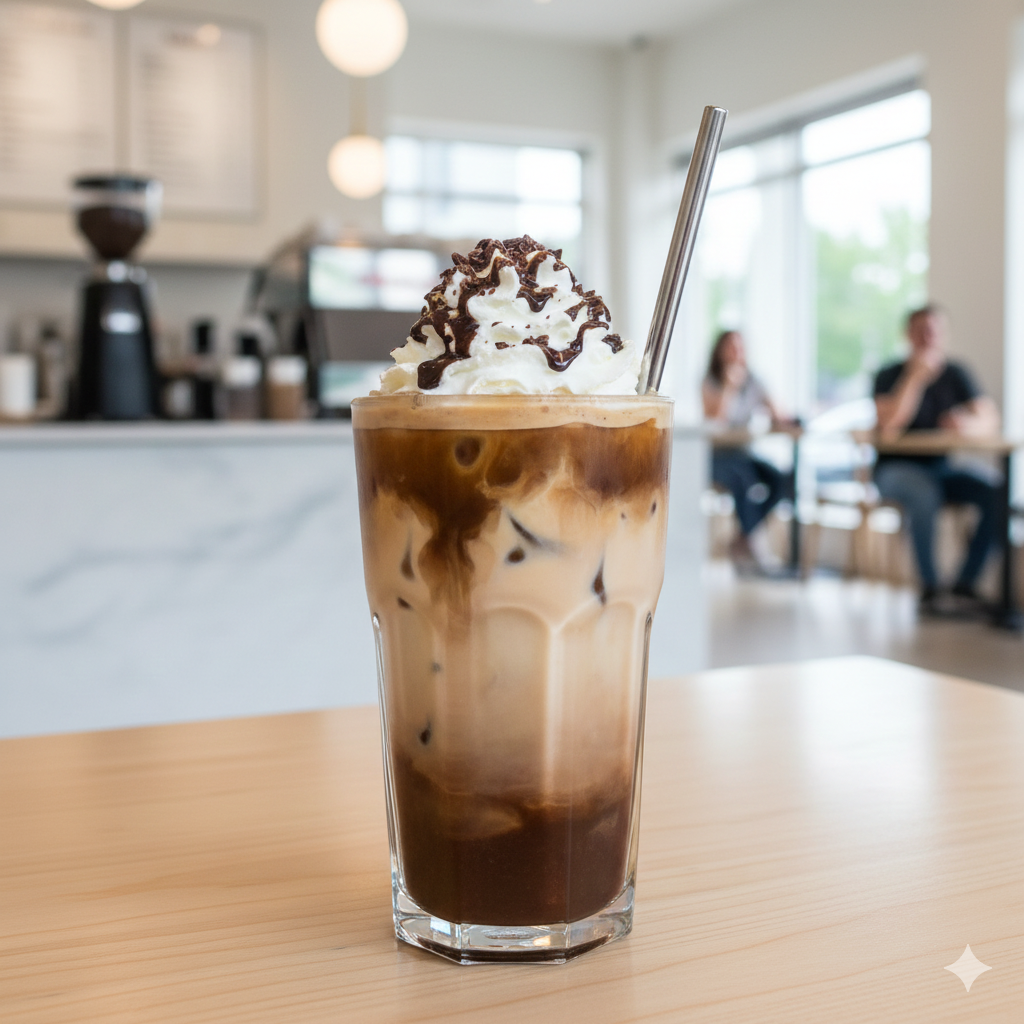 Iced Mocha with chocolate sauce