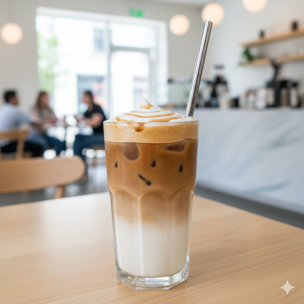 Iced Spanish Latte with milk layers