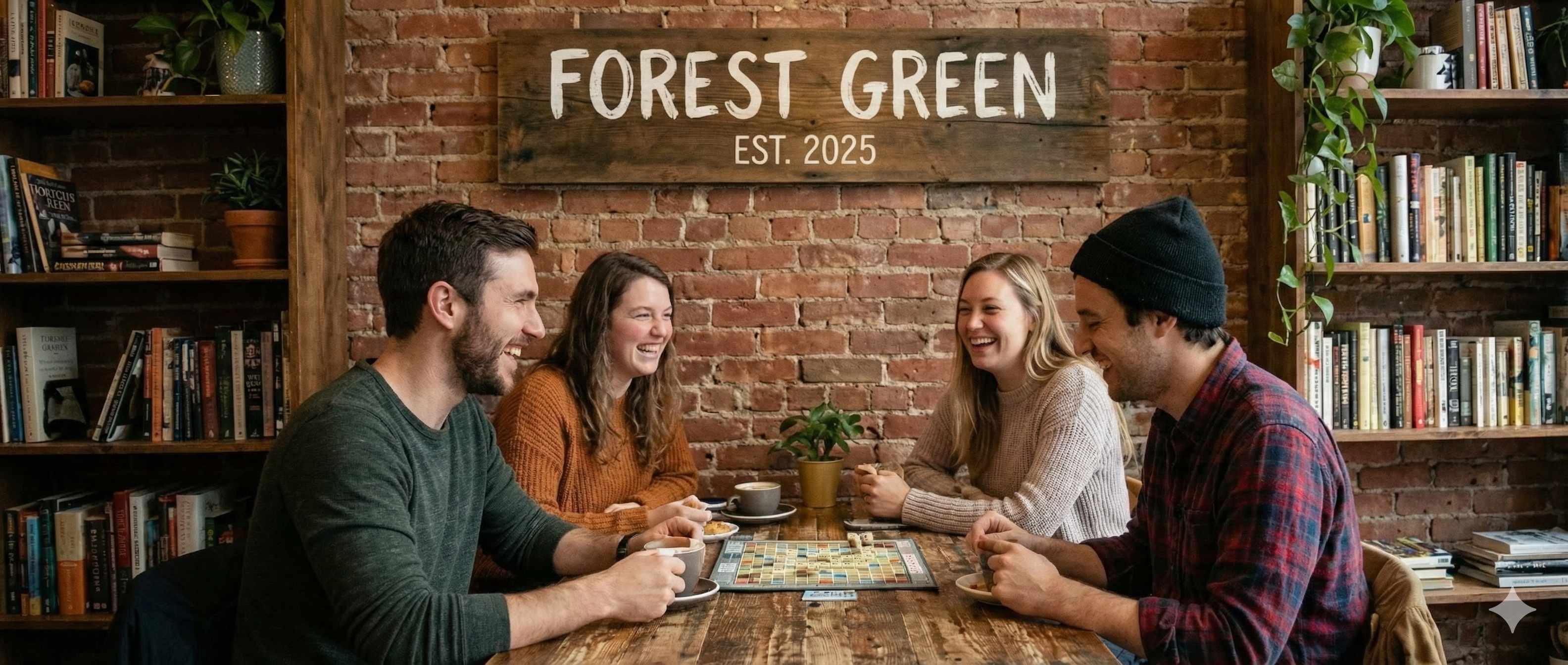 Friends laughing over coffee