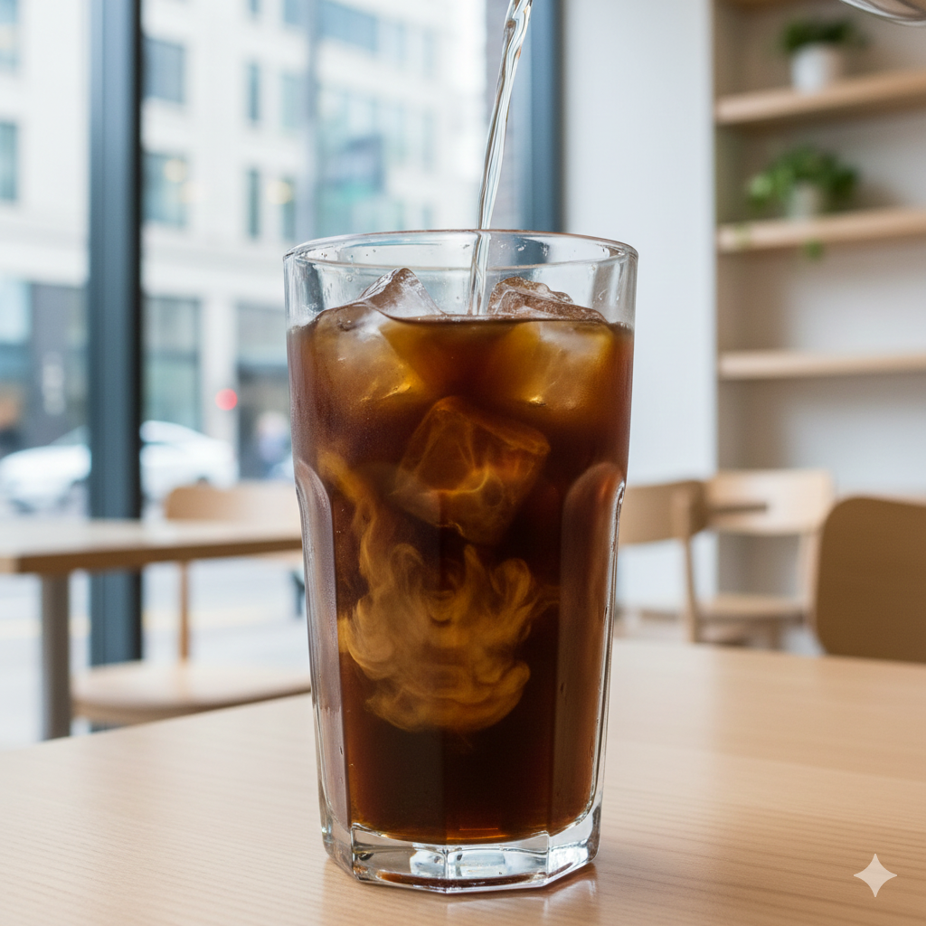 Iced Americano in glass